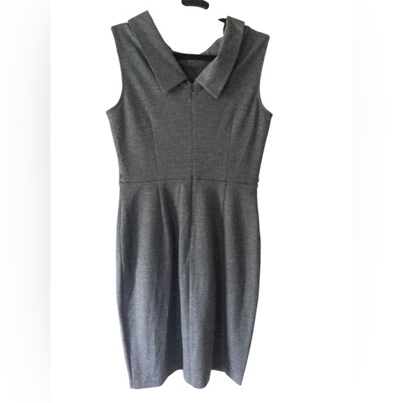 Calvin Klein Charcoal Knit Herringbone Sleeveless Midi Dress SZ 10 Professional - Picture 2 of 7